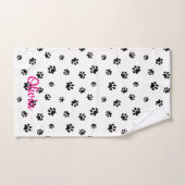 Motif Empreintes de Patte Noires (Serviette à main)