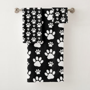 Motif, Empreintes de pattes, pattes de chien, noir