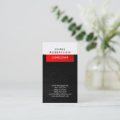 Motif en bois gris Carte de visite rouge blanc (Debout devant)