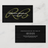 Motif en bois noir gris Carte de visite (Devant / Derrière)