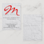 Motif en brique de mur gris Carte de visite Monogr (Devant / Derrière)