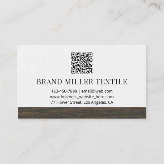 Motif en chêne de bois Monogramme QR Code Carte de (Dos)