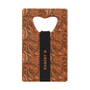 motif en cuir floral à outils 3-D brun