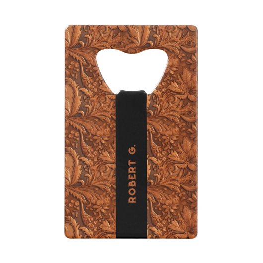 motif en cuir floral à outils 3-D brun (Devant)