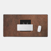 Motif en cuir marron simple avec monogramme (Clavier et souris)
