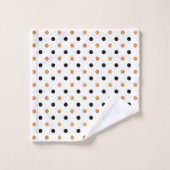 Motif en cuivre et points noirs sur blanc (Gant de toilette)