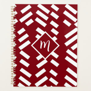Motif en diagonale minimaliste rouge, Monogramme