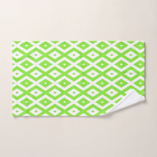 Motif en diamant vert et blanc (Serviette à main)