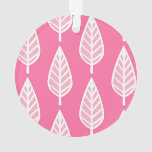 Motif en feuille de hêtre - Rose chaud et blanc