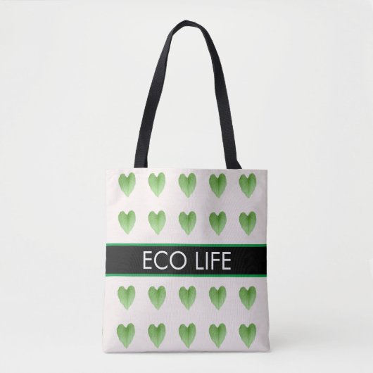 Motif en forme de coeur vert sur Sac fourre-tout b (Devant)