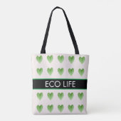 Motif en forme de coeur vert sur Sac fourre-tout b (Dos)