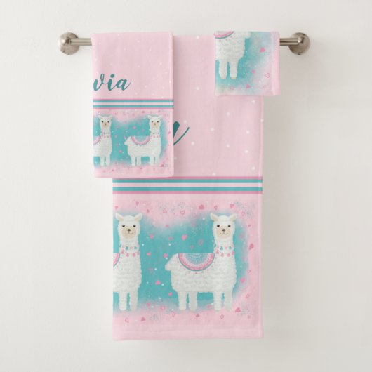 Motif en lama rose et menthe (En situation)