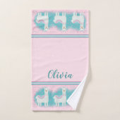 Motif en lama rose et menthe (Serviette à main)