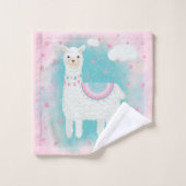 Motif en lama rose et menthe (Gant de toilette)