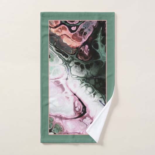 Motif en marbre rose, gris-vert, monogramme (Serviette à main)
