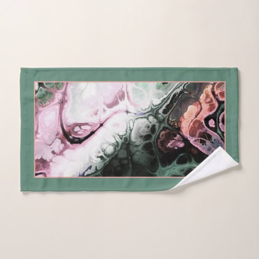 Motif en marbre rose, gris-vert, monogramme (Serviette à main)