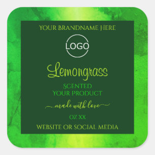 Motif en marbre vert brillant Logo Étiquette produ