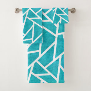 Motif en mosaïque bleu-vert et blanc