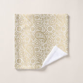 Motif en or et cachemire blanc (Gant de toilette)