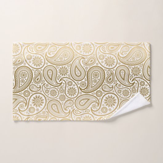 Motif en or et cachemire blanc (Serviette à main)