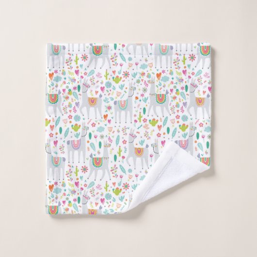 Motif en pastel mignon de lama (Gant de toilette)