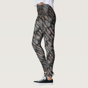 Motif en plumes de tonus foncé sur Legging imprimé