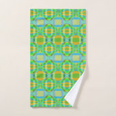 Motif en treillis bleu vert orange violet crémeux (Serviette à main)
