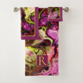 Motif et monogramme en marbre rose et vert cravate (En situation)