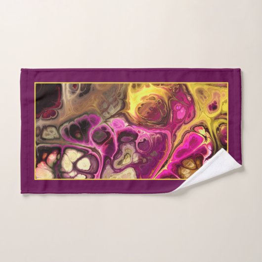 Motif et monogramme en marbre rose, violet (Serviette à main)