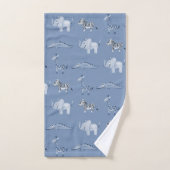 Motif et nom d'animal Garçon's Blue Safari Enfants (Serviette à main)