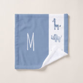 Motif et nom d'animal Garçon's Blue Safari Enfants (Gant de toilette)