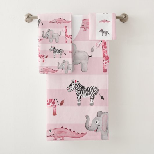 Motif et nom d'enfant animal rose Safari (En situation)