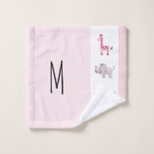 Motif et nom d'enfant animal rose Safari (Gant de toilette)