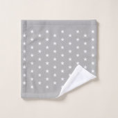 Motif étoile blanche sur gris argent clair (Gant de toilette)