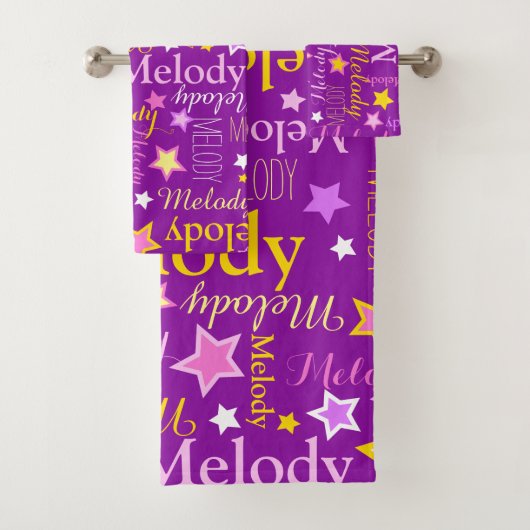 Motif étoiles nom de fille rose jaune violet (En situation)