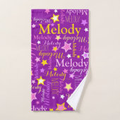 Motif étoiles nom de fille rose jaune violet (Serviette à main)