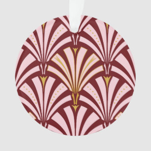 Motif éventail Art déco - rose et bordeaux