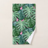 Motif exotique Feuille tropical vert (Serviette à main)