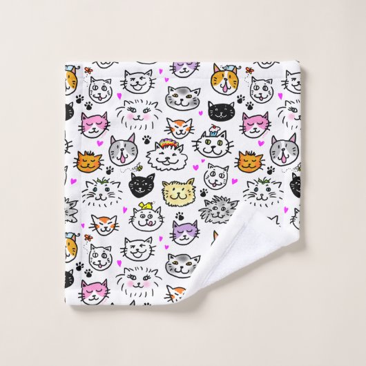 Motif face chats Whimsical (Gant de toilette)