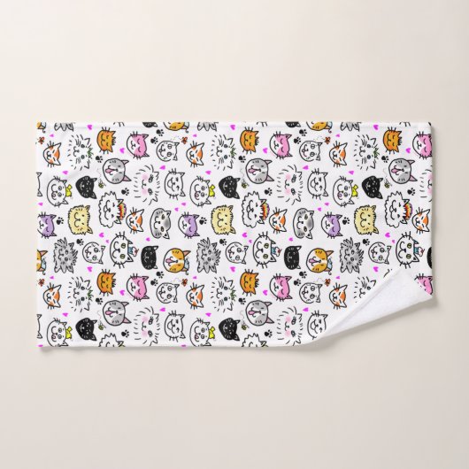 Motif face chats Whimsical (Serviette à main)