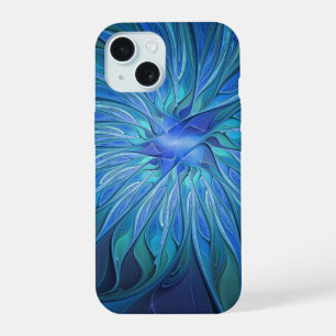 Motif fantaisie de fleur bleue, art fractal abstra
