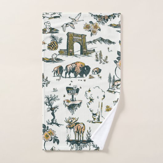 Motif faunique du parc national Yellowstone (Serviette à main)