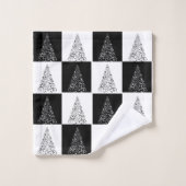 Motif Festif Noir Blanc Noir Arbre de Noël (Gant de toilette)