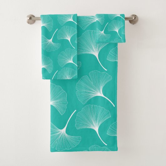 Motif feuille abstrait blanc sur vert menthe (En situation)
