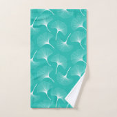 Motif feuille abstrait blanc sur vert menthe (Serviette à main)