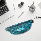Motif Feuille bleu avec Monogram