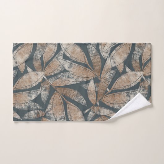 Motif feuille Brown Noir fumé (Serviette à main)