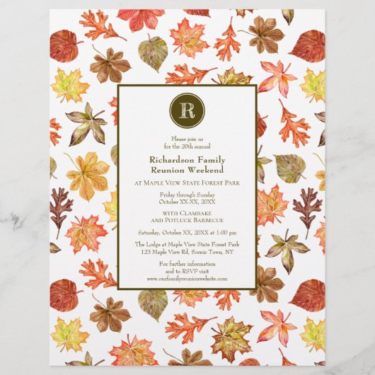 Motif Feuille d'aquarelle Automne Famille Réunion (Devant)