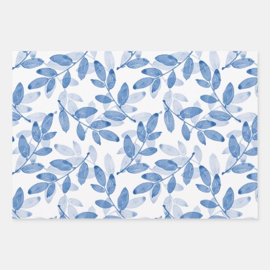 Motif Feuille d'aquarelle bleu (Devant)