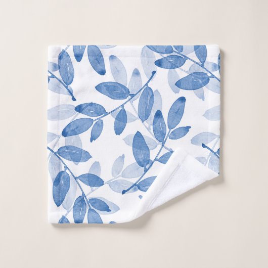 Motif Feuille d'aquarelle bleu (Gant de toilette)